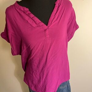 Gap Women’s V-Neck Short Sleeve Blouse - Fuchsia
